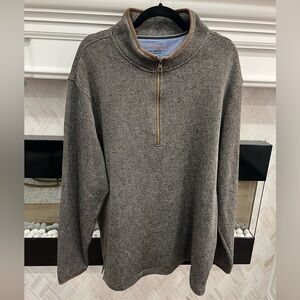 Weatherproof Quarter Zip Sweater Sweatshirt Brown Houndstooth Pattern 2XL